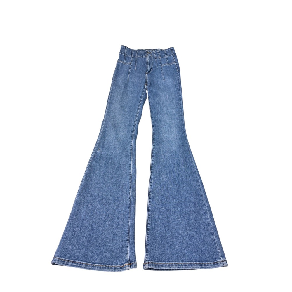 We The Free Free People High Rise Flare Jeans Blue Bell Bottom Womens Size 27X32